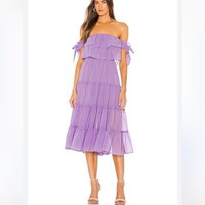MISA Los Angeles Micaela Dress in Lilac REVOLVE Off Shoulder Bows graduation